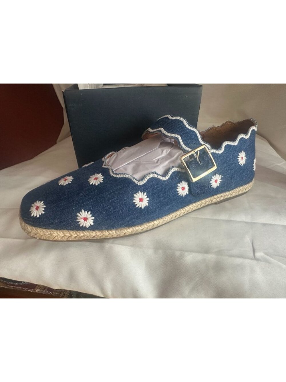NIB Maeve Scalloped Edge Espadrille Mary Jane Flats Sz 38 (7-7.5)